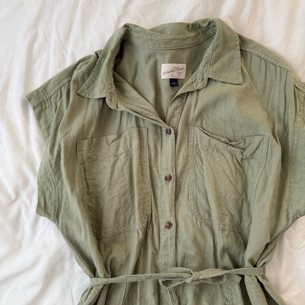 Universal Thread Olive Button-Up Dress - image 1